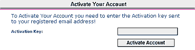 Empty Activate Your Account Form