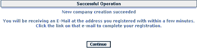 New company creation completed
